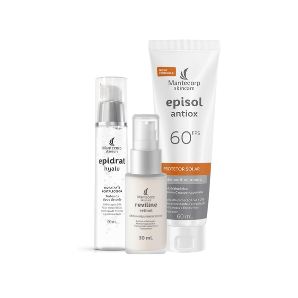 Kit Rejuvenescimento Pele Madura Reviline Retinol + Epidrat Hyalu + Episol Antiox Kit Rejuvenescimento Pele Madura Reviline Retinol + Epidrat Hyalu + Episol Antiox