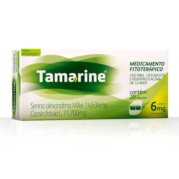Laxante Tamarine 6mg Fitoterápico Sem Açúcar 20 Cápsulas